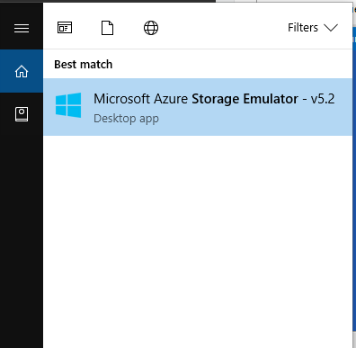 Finding and running the Microsoft Azure Storage Emulator
