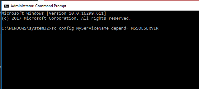 Setting service dependencies via the command line