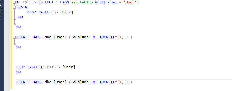 The new syntax in SQL Server 2016 for dropping a table if it already exists