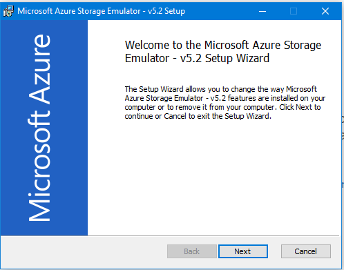 Installing the Microsoft zure Storage Emulator