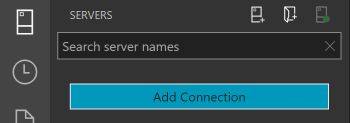 The big blue (if you're sensibly using the Dark Theme) 'Add Connection' button gets you connected to a SQL Server