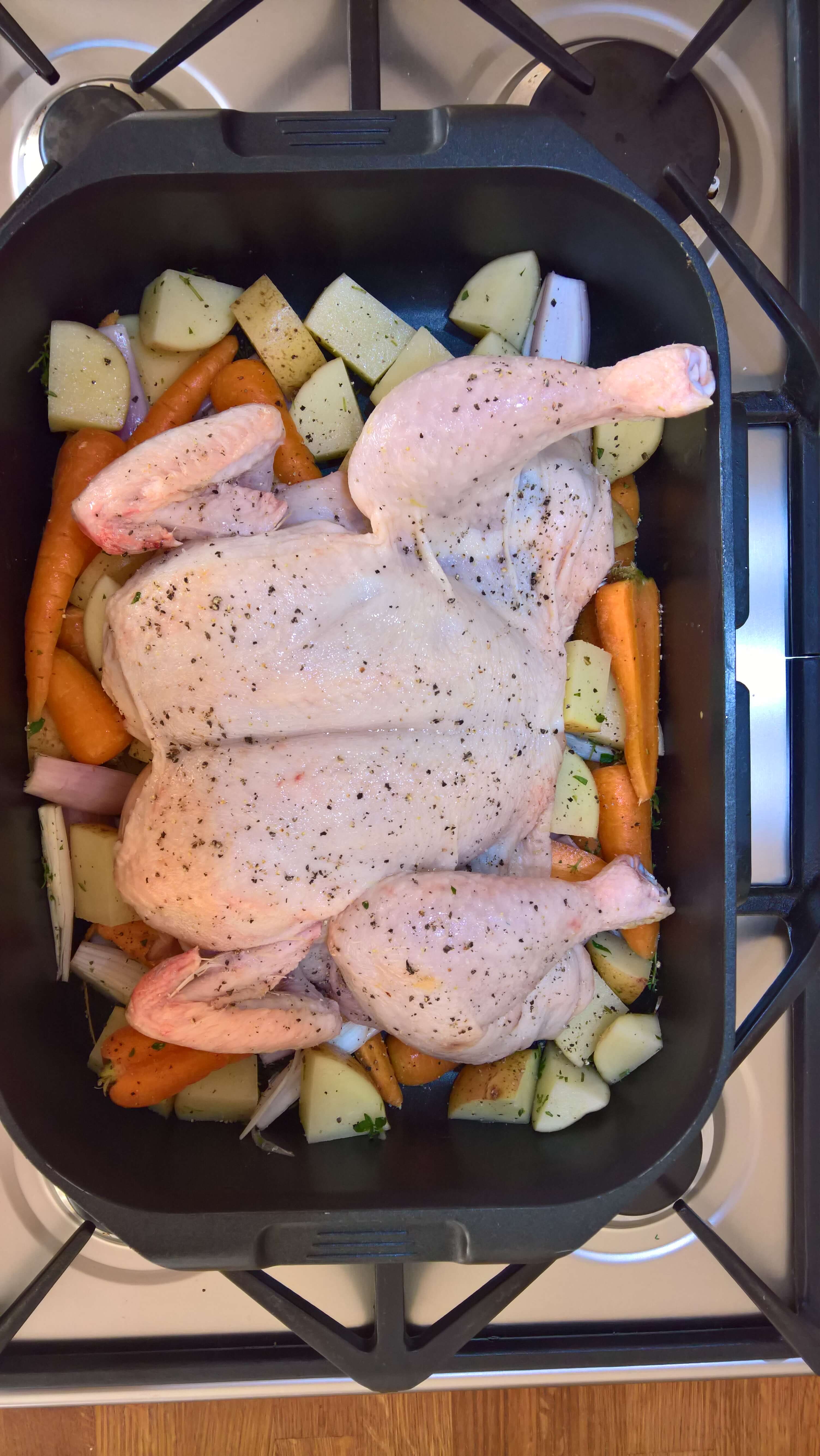One spatchcocked chicken!