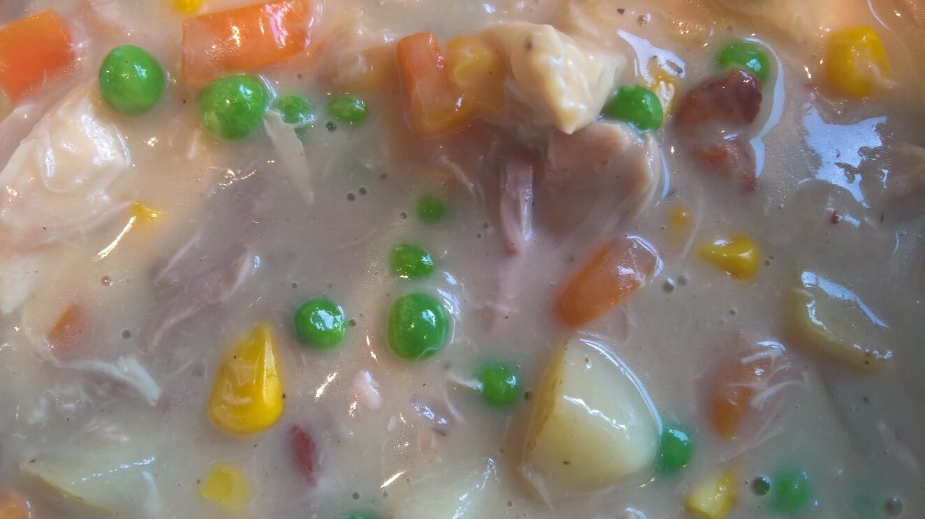 Thick Chicken Chowder, in all its 'more veg and meat than liquid' glory