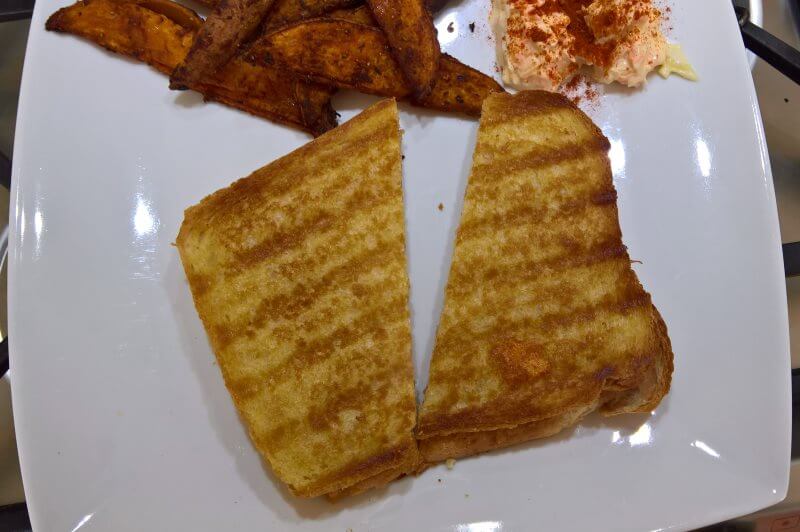 Served up with coleslaw, cajun seasoned wedges and some mustard-mayo made with english mustard a toasted sandwich makes a perfect lunchtime meal